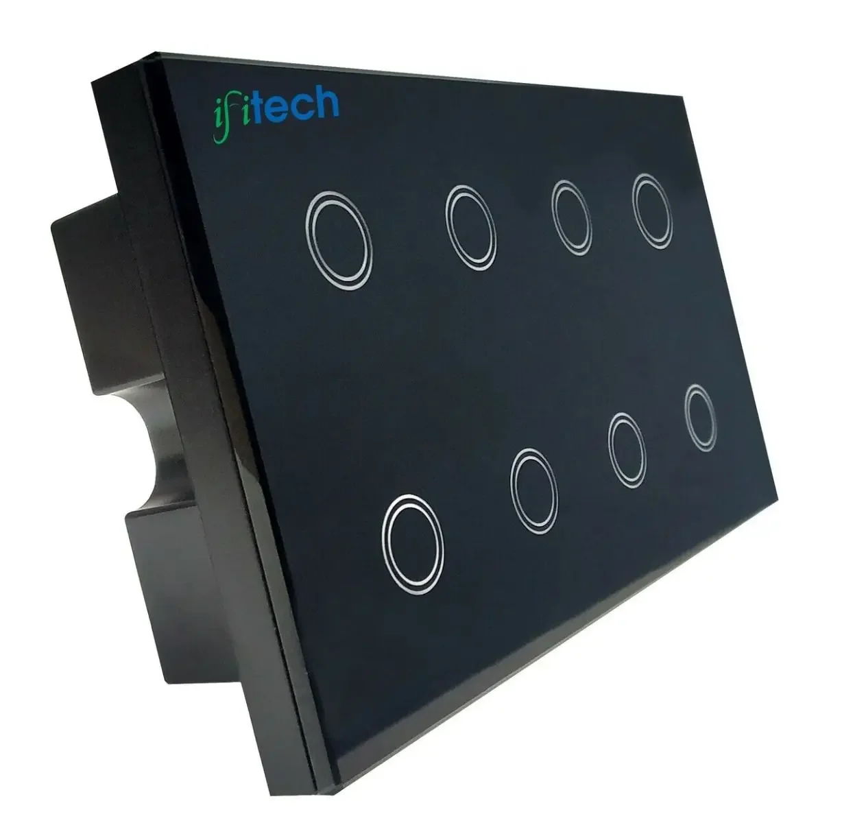 Fitech Smart Live Automation Touch Switch Interruttore A Parete A 8 Gang, Vetro Temperato, Controllo Wifi (Amazon Echo/Dot/Spot) Nero