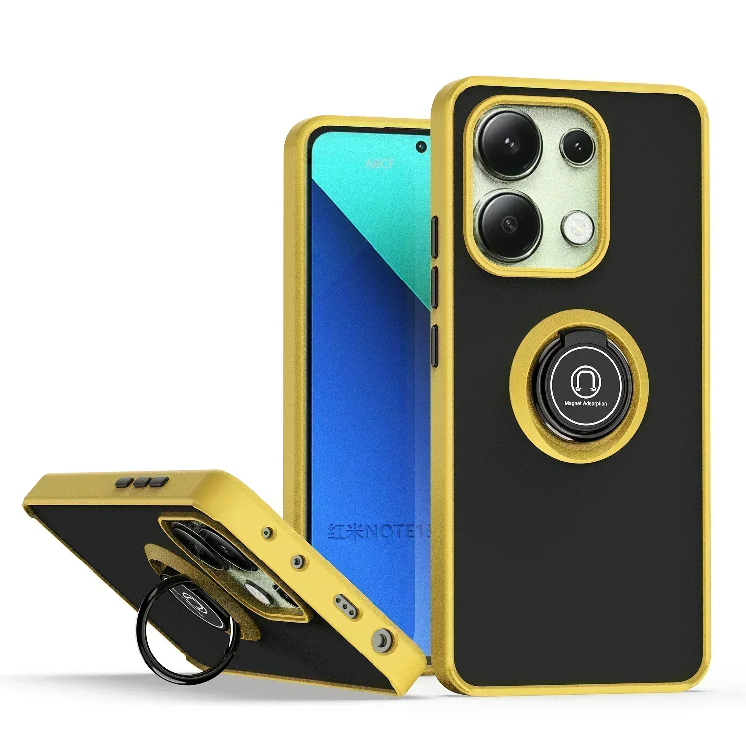 Shockproof Armor Matte Case with Magnetic Holder Ring Stand Cover
