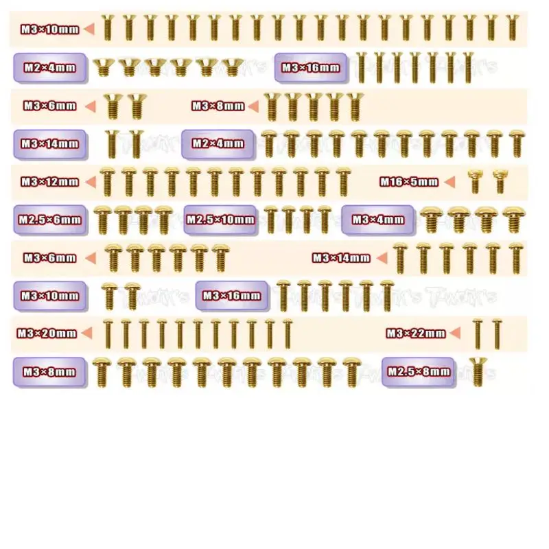 

Original T works GSS-RC10B6.3 Gold Plated Steel Screw Set 125pcs. ( For Team Associated RC10 B6.3 ) Professional Rc part