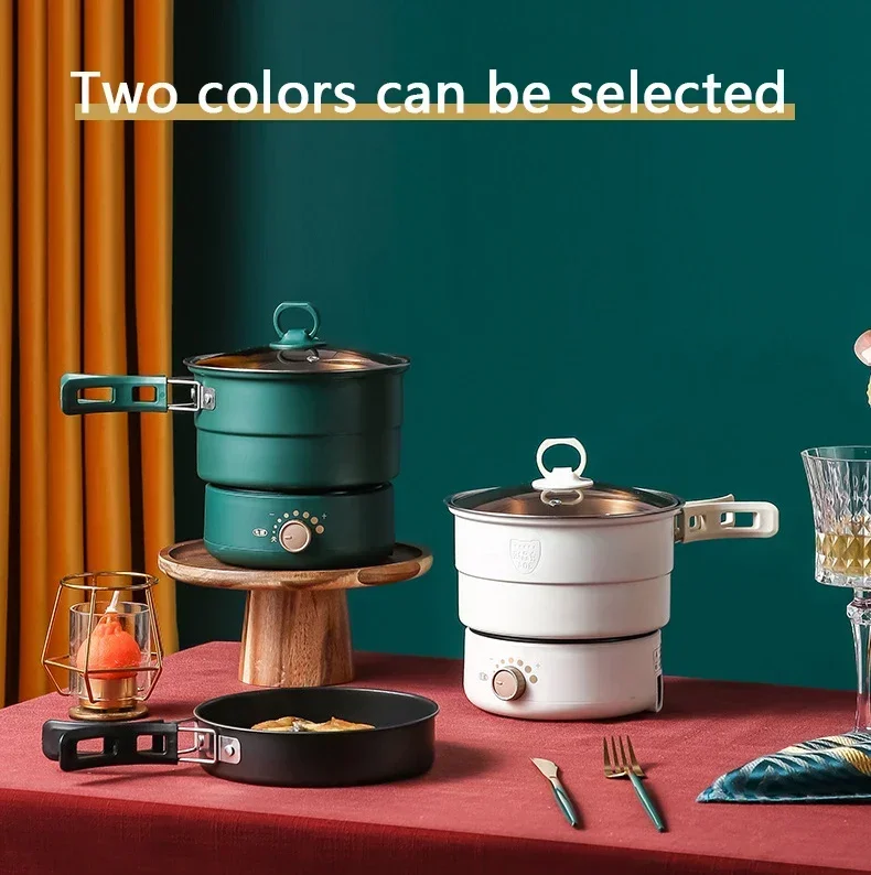 Description Picture 2 of item110V/220V Electric Split Cooking Pot Foldable Multicooker Frying Pan Hotpot Steamer Rice Cooker Soup Maker Water Boiler Travel