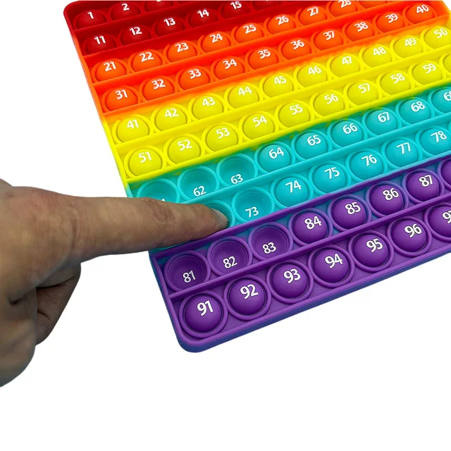 1-100 Numbers Learning Math Counting Games Pop Toys, Silicone Popping Mat Push Bubble Educational Toys for Preschool Children 6