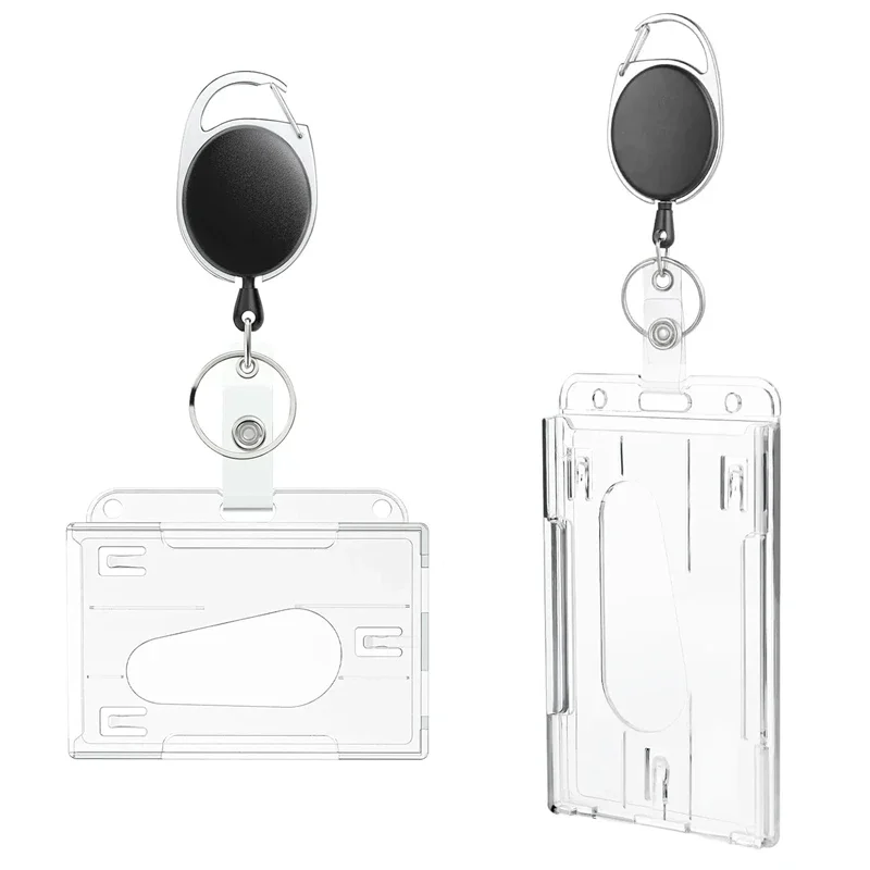 HD Clear Horizontal Vertical ID Card Holders Scalable for Women Men Student Work Card Name Badges Sleeve with Belt Chest Pocket Clip card holder credit card holder