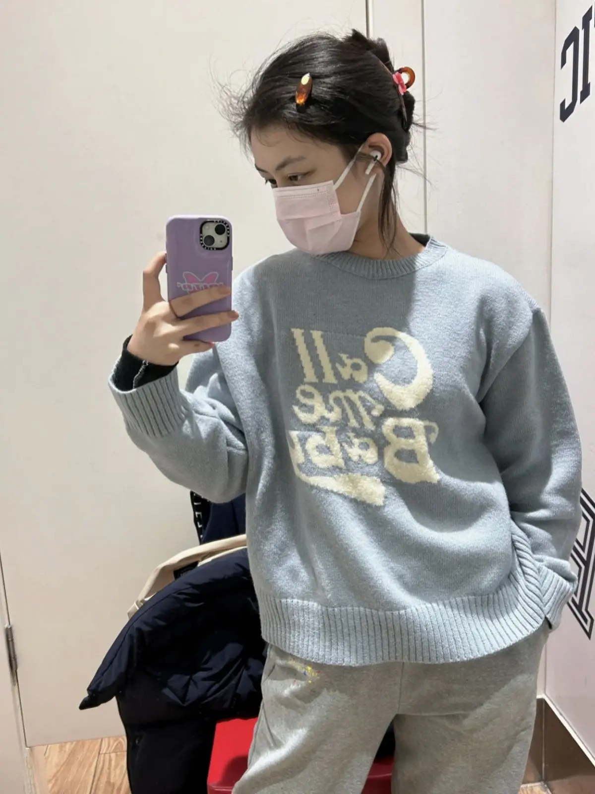 

Callmebaby Contrast Jacquard Letter Long Sleeve Knitted Sweater Loose Casual Ye Shuhua Same Style Knit