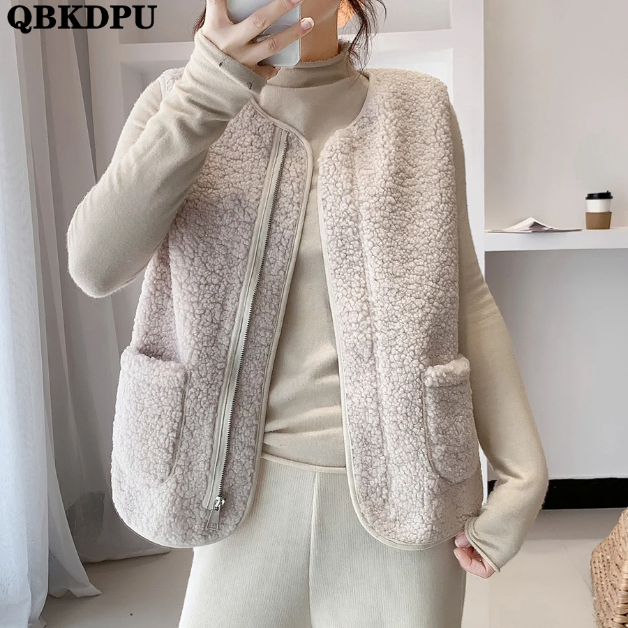 

Oversized 6XL Faux Fleece Fur Cropped Vest Casual Loose Teddy Coat Gilet Sleeveless Jackets Korean Waistcoat Streetwear Chalecos