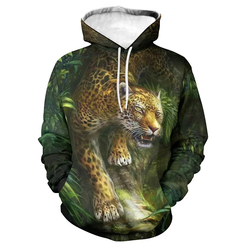 thumbnail image 1 of Sudaderas con capucha con estampado de leopardo y animales para hombre, sudaderas de moda, sudaderas de diseñador, ropa de calle de gran tamaño, abrigos para hombre, 1 of 5