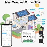 Compteur d'énergie intelligent WiFi bidirectionnel avec pince 80A pour la surveillance de la puissance produite et consommée des systèmes solaires/PV AC100/240V compatible Tuya 3
