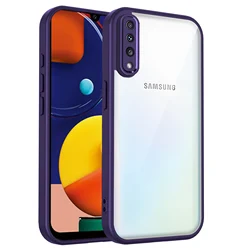 Clear Matte Back Cover with Air Cushion Silicon Bumper - Galaxy A30s (TMMS Purple)