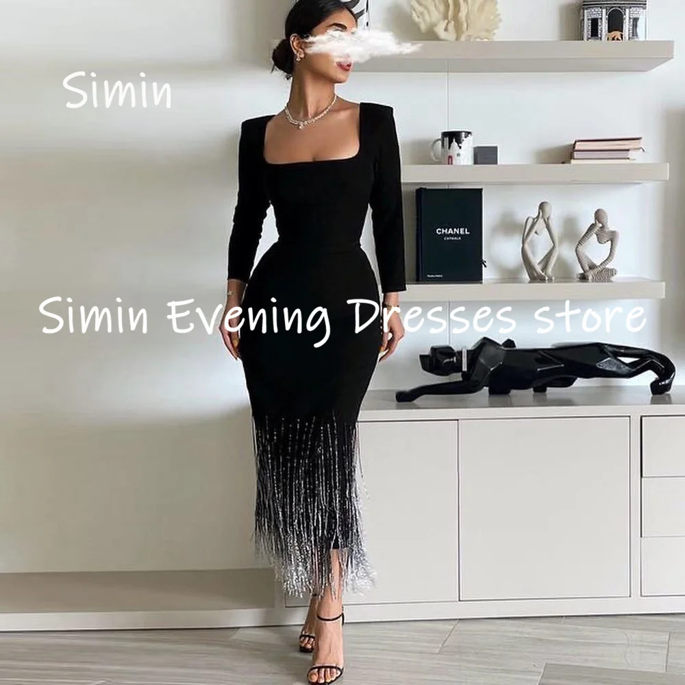 

Simin Satin Boat Neck Mermaid Sequins Populer Formal Prom Gown Ankle-length Evening Elegant Party dresses for women 2023