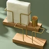 Desktop Organizer Tableware Supplies Wood Tissue Paper Holder Napkin Holder Brass Tissue Box StorageToothpick Box 1