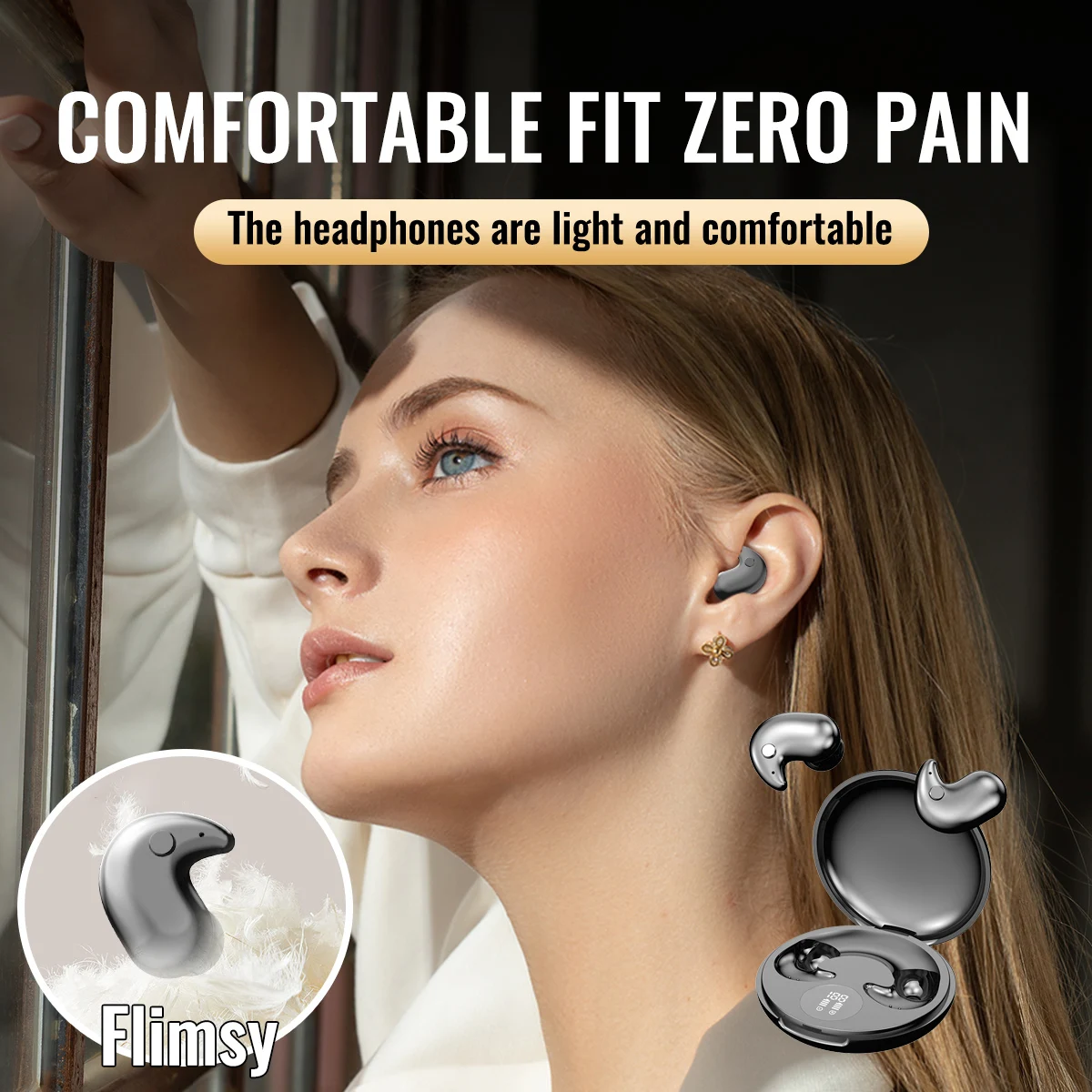 

TWS Wireless Invisible Earphones Bluetooth 5.3 Tiny Mini Sleep Earbuds Hidden Noise Reduction Headphones Sports Stereo Headsets