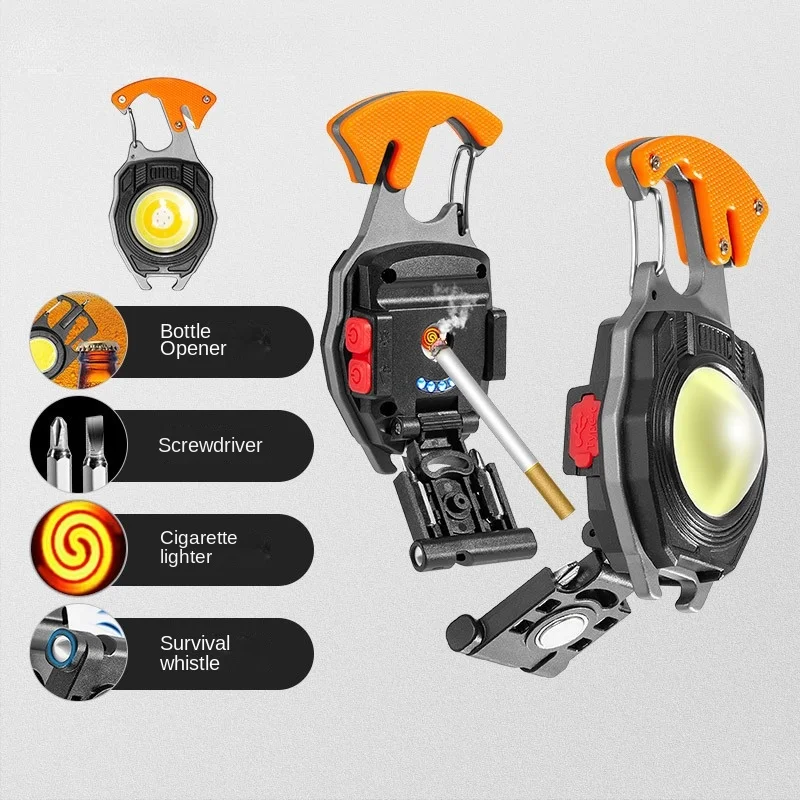 

Military Flashlight Keychain Rechargeable LED Work Flashlight Outdoor Camping Light Ultra Powerful Torch Lamp Magnetic Lantern