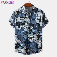 Mens Summer Tropical Floral Shirts Short Sleeve Button Down Aloha Hawaiian Shirt Casual Holiday Vacation Beach Shirt Chemise 3XL 1