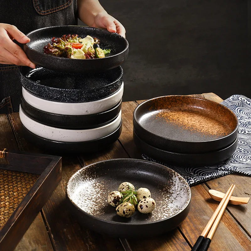 8-inch Japanese-style ceramic disc creative western food plate pizza plate pasta flat Nordic household dining tableware