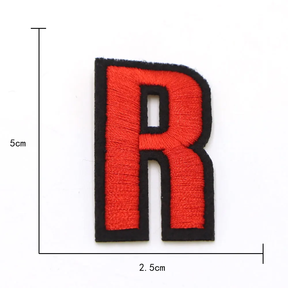 1pc roter Buchstabe a bis z gestickter Patch aufnähen/bügeln auf Patch Applique Kleidung Kleid Pflanze Hut Jeans Nähen Blumen Applikation DIY – Detail 21