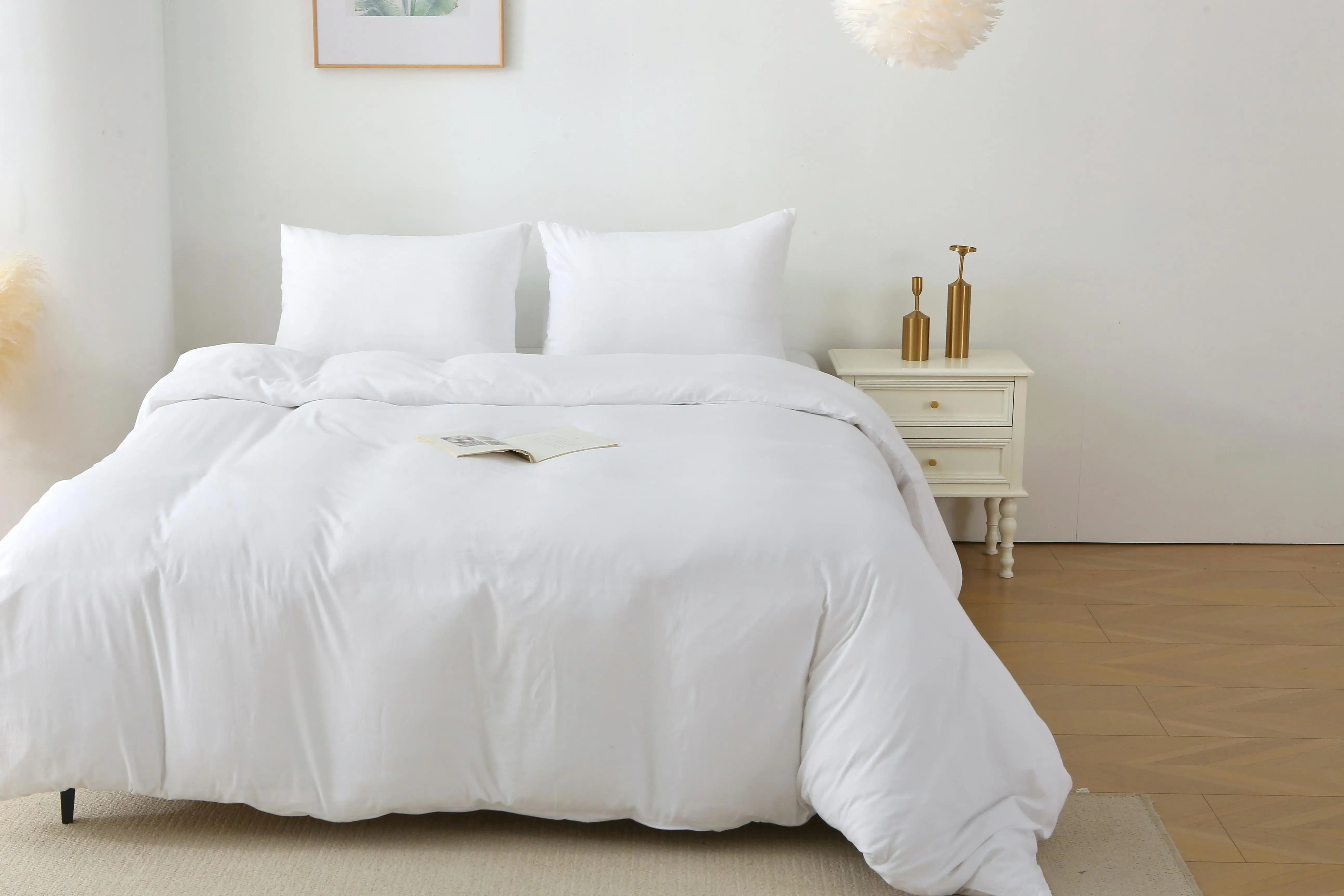3-Piece King Duvet Cover Set - Solid White Bedding with 1 Duvet Cover & 2 Pillow Shams (Comforter Not Included) 5