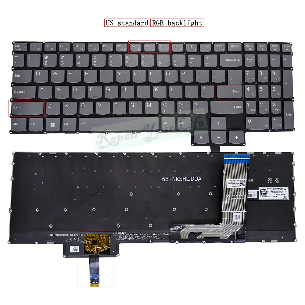 Teclado Retroiluminado para Lenovo Ideapad Gaming 15iah7 82s9 82uj 315arh7 82sb 82uk Pt5syxbg Pt5syxrgbg Sn20h39024 Retroiluminação Rgb - Imagem 4