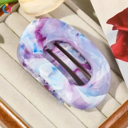 Elegant Marbling Acrylic Hair Claw Clips - Premium Oval Grip Barrettes (1)