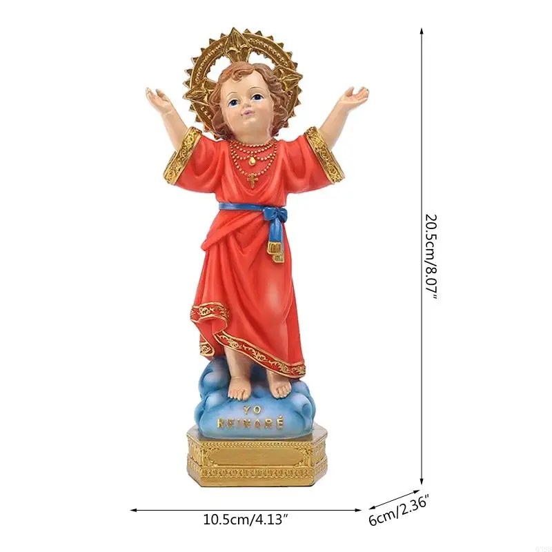Q39B Child Figurine on Base 8 Inches High Collection Resin Statue Religious Gift Catholic Home Decoration