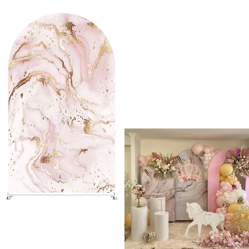 Mehofond 2-sided Arch Backdrop Cover Dark Blue Marble Wedding Bridal Shower Party Adult Birthday Chiara Pink Gold Backgrounds