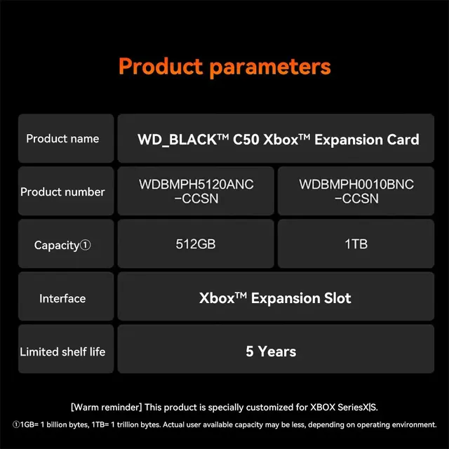 Xbox 시리즈 X|S를 위한 웨스턴 디지털 WD 블랙 C50 확장 카드: 게임 경험 업그레이드