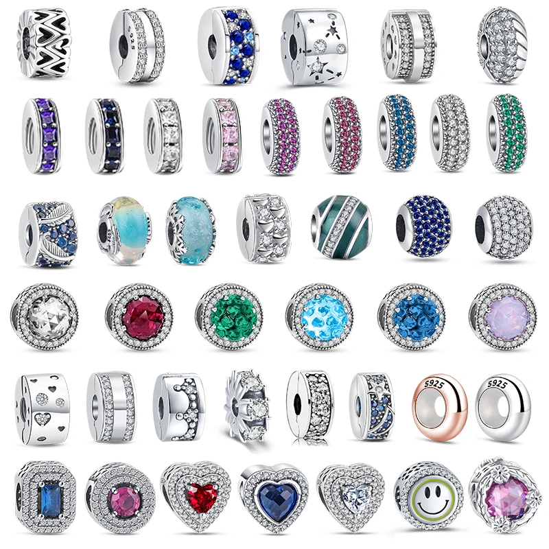 

100% 925 Sterling Silver Sparkling Zircon Glass Colorful Beads Fit Original Pandora Charm Bracelet Women Jewelry DIY Making Gift