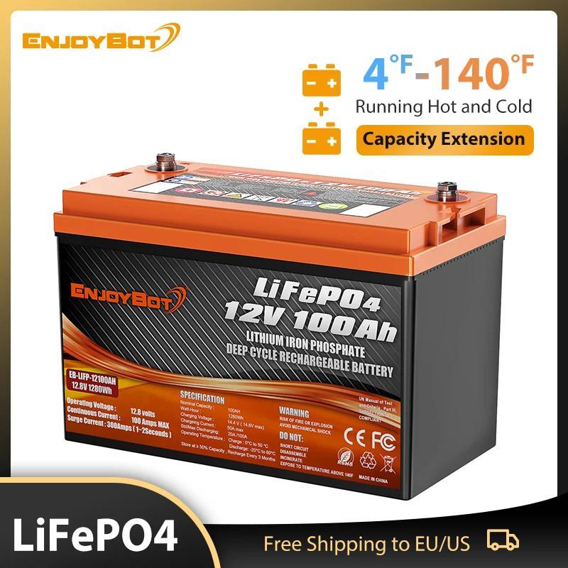 Enjoybot Lithium LiFePO4 Battery Built-in 200A BMS Low Temperature Cut Off  for Solar RV Marine Camping Home Energy Storage - AliExpress