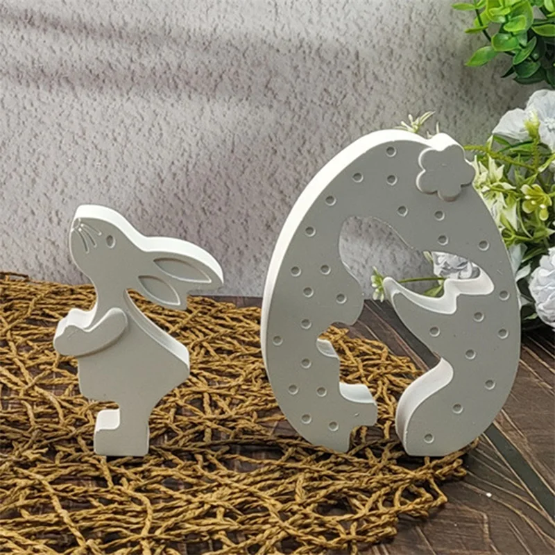 Easter Silicone Molds Safe Bunny Easter Egg Shaped Easter Molds for Cake Ice Cube Candy Jelly Chocolate Soap Cement
