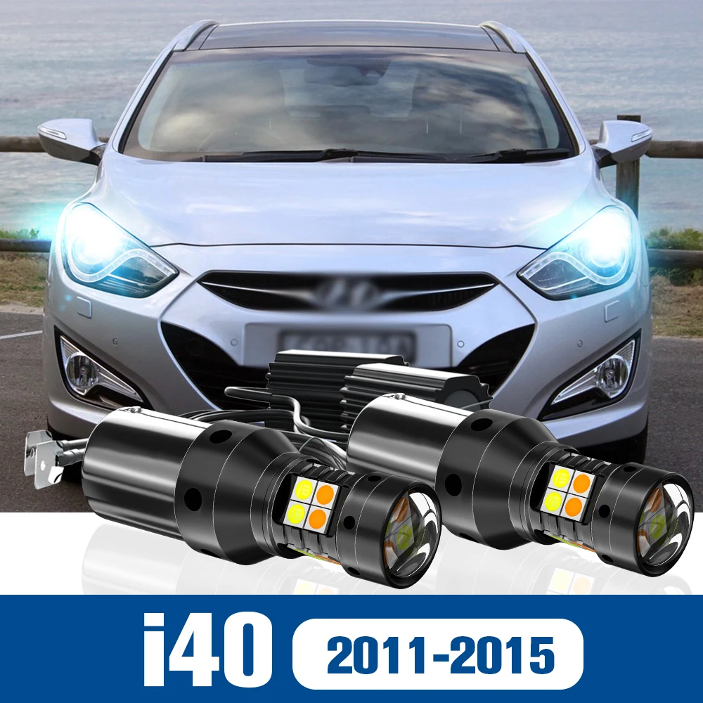 2pcs LED Dual Mode Turn Signal Daytime Running Light DRL Accessories Canbus For Hyundai i40 2011 2015 2012 2013 2014