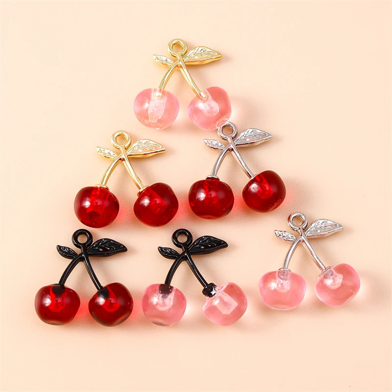 5 Stück 17x18mm süße Kristall Obst Kirsche Charms Anhänger für Schmuckherstellung Tropfen Ohrringe Halsketten Armbänder Zubehör DIY Geschenk – Detail 10