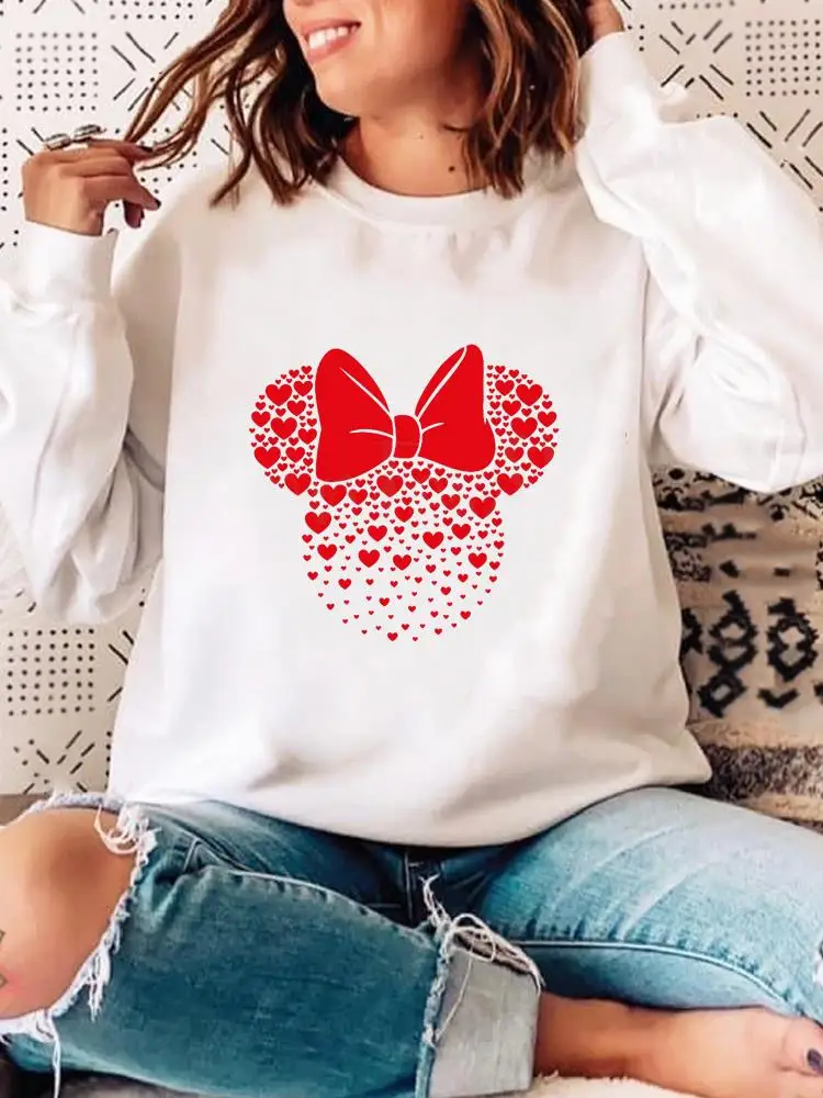 

Holiday Graphic Sweatshirt Disney Fashion Print Mickey Mouse Sweet Cartoon Casual Women Casual Autumn Spring Female Pullovers