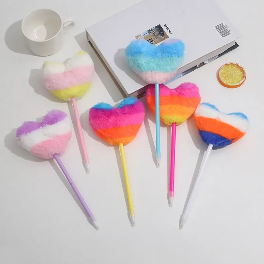 

0.7mm Fantastic Plush Ballpoint Pen Cute Gradient Heart Shape Gel Pen Writing Smoothly Signature Pen