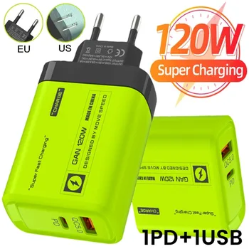 120W Fast Charger USB Type C PD Cellphones Chargers Fast Charging Quick Charge Adapter for iPhone 15 14 Samsung Xiaomi Huawei