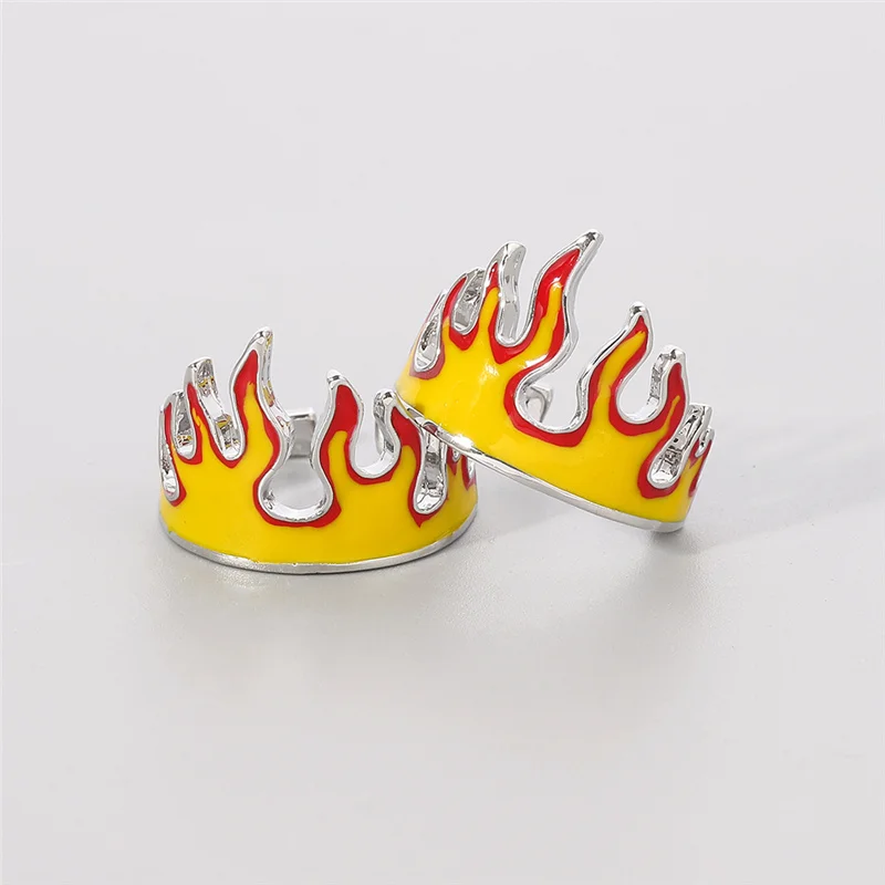 Demon Slayer Yellow Enamel Fire Flame Ring For Men Finger Ring