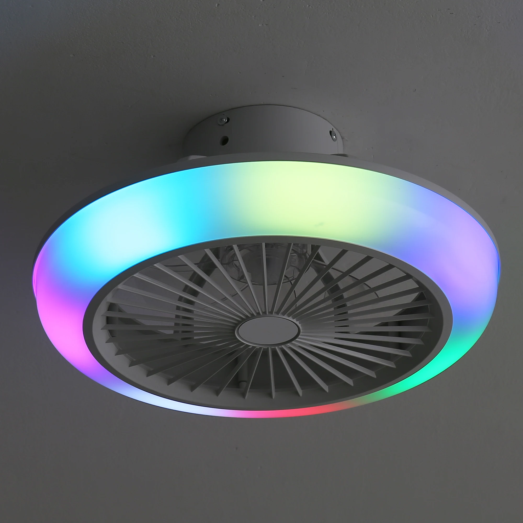 

18Inches RGB Ceiling Fan with Lights, Dimmable LED, Remote Control / APP Control, 6 Speeds of Wind