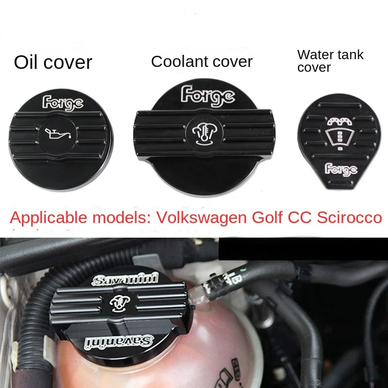 Fuel Tank Cover Fuel Tank Cap Oil Fuel Cap Aluminum Black Oil Filler Cap Coolant Cap Water Tank Cover for audi VW CC golf 6 GTI R MK6 Scirocco EA888