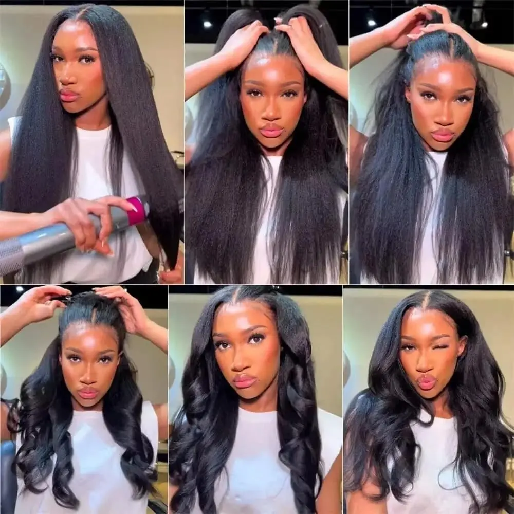 250% Density 13x4 Yaki Straight Lace Frontal Wigs for Black Women 20 Inch Pre Plucked with Baby Hair Transparent Yaki Wigs