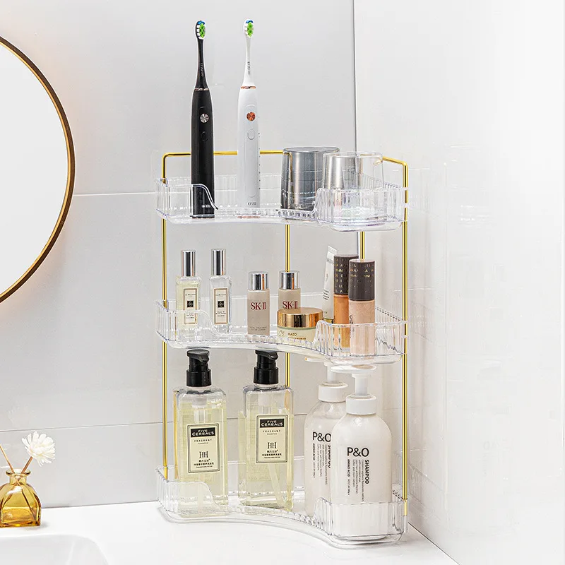 YIWANFW Organizador Esquinero De Baño, Estante Esquinero De 2 Niveles, Organizador De Maquillaje Para Tocador, Bandeja De Perfume Para Almacenamiento De Esquina, Organizador De Encimera De Cocina De