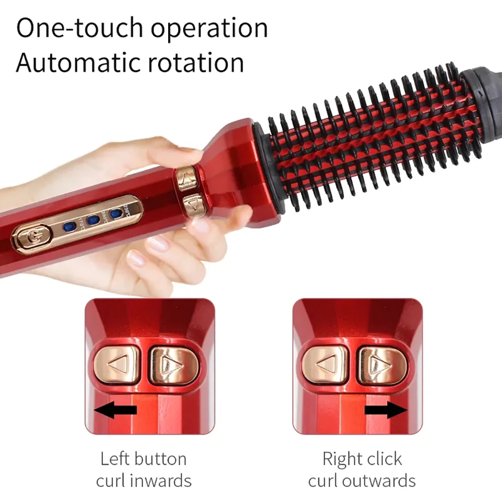 Automatic Rotating Electric Hair Brushes 2 in 1 Straightening and Curling Ionic Hot Comb Ceramics Fast Heating Anti -scalding 3