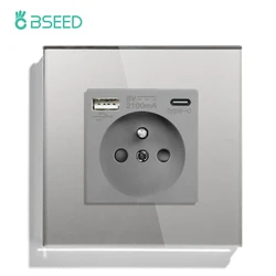 Presa Doppia Elegante in Vetro Cristallo - Standard Francese 16A 110V-250V