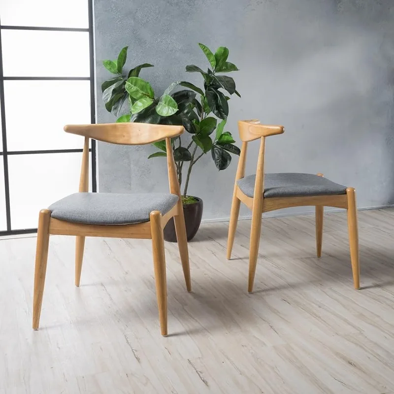 

Francie Fabric with Oak Finish Dining Chairs, 2-Pcs Set, Grey / Oak