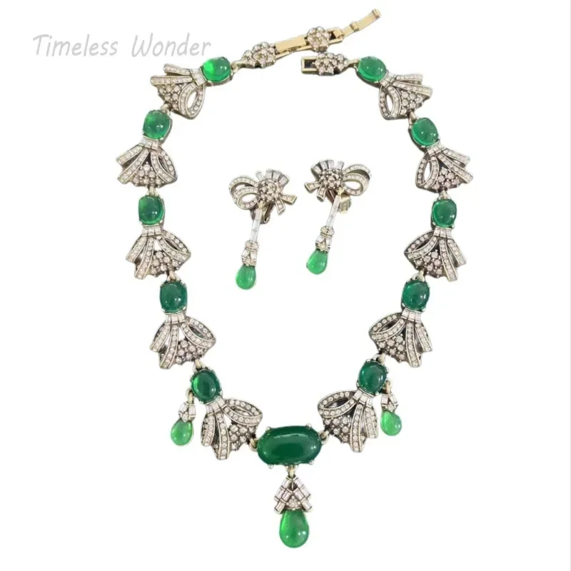 

Timeless Wonder Fancy Zircon Geo Beaded Necklace N Stud Earrings Sets for Women Designer Jewelry Wedding Gift Top Prom Mix 7555