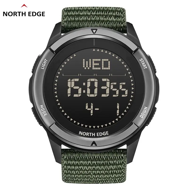 Digital watch NORTH EDGE ALPS Men's Digital Carbon fiber Watch Shock Militray Sports Super Light Outdoor Compass Waterproof 50M Wristwatches