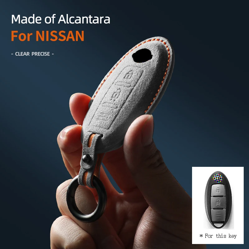 

Alcantara Car Remote Key Case Cover Shell For Nissan Qashqai J10 J11 March Tiida NV200 Leaf Kicks Cube X-Trail T32 T31