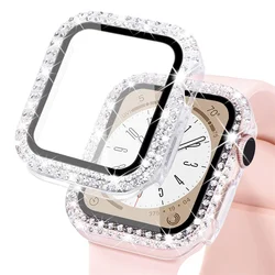 Luxury Diamond-Studded Apple Watch Case with Tempered Glass & Bumper Screen Protector for 40mm series 654 Se (Transparent 10)