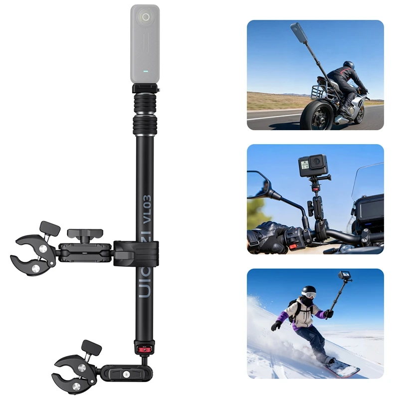 Ulanzi VL03 Motorcycle Invisible Selfie Stick Holder 360° Adjustable for Action Camera Outdoor Travel Livestreaming Vlog Shots - Ảnh 2