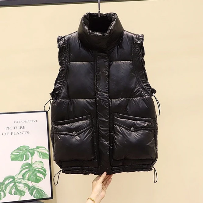 parka jacket 2021 Autumn Winter Down Cotton Women's Vest Korean Version Girls' Outer Coat Students' Fashion Leisure Black white puffer coat