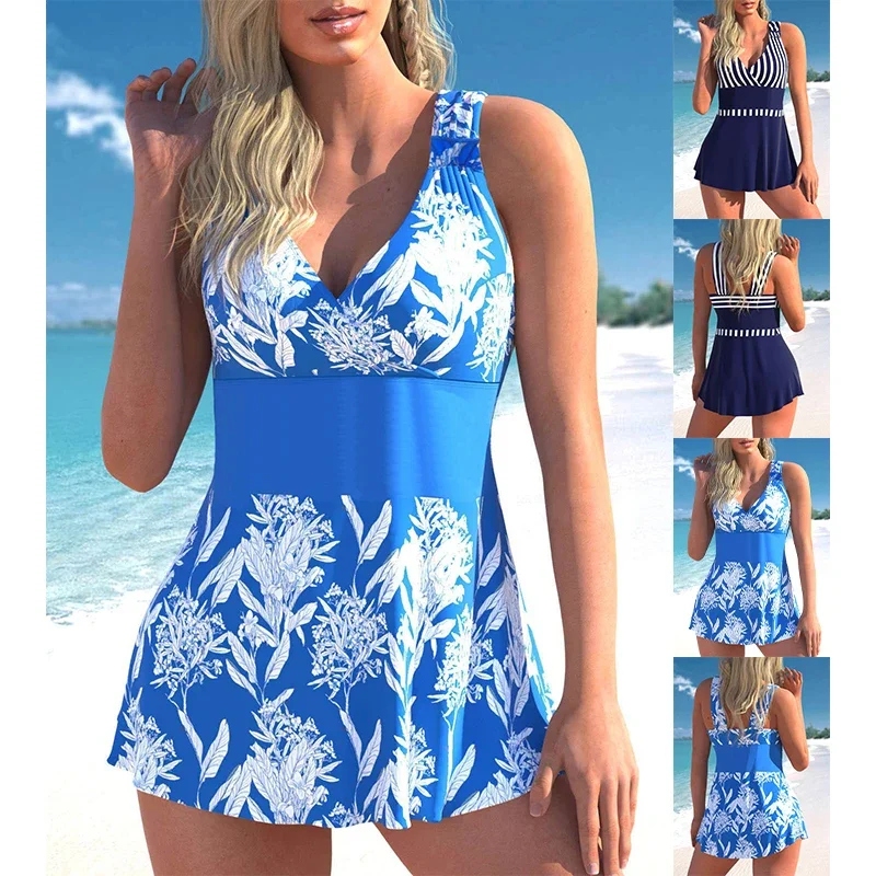 

2023 Women's Fashion Monokini Swimwear Two Piece Beach Swimwear Print Tankinis Summer Beach Wear Swimming New Tankinis Set