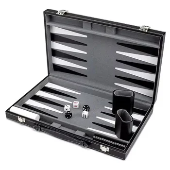 Gioco da tavolo classico con custodia in pelle Tavolo pieghevole, confezione regalo, set da gioco portatile per backgammon strategico da viaggio per adulti HYP