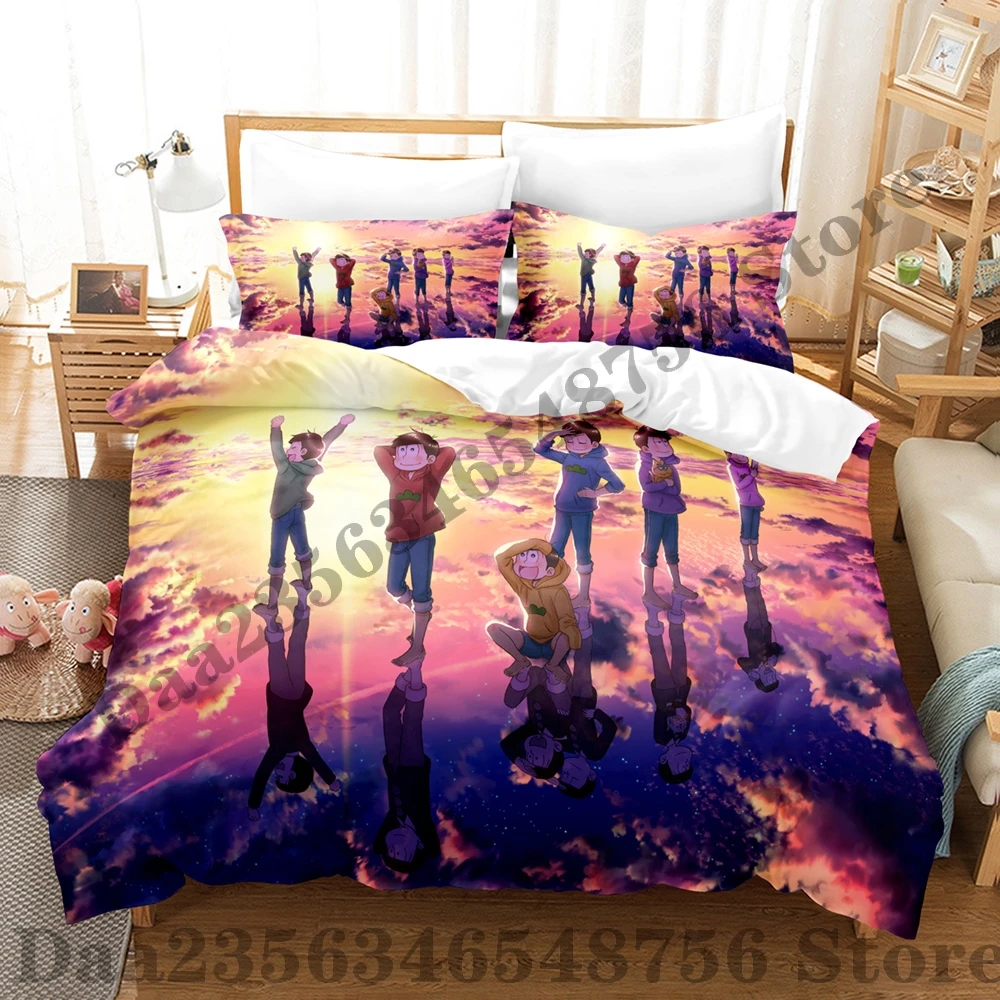 2024 Osomatsu San Bedding Set Single Twin Full Queen King Size Bed Set Adult Kid Bedroom Duvetcover Sets 3D Anime Bed Sheet Set 2