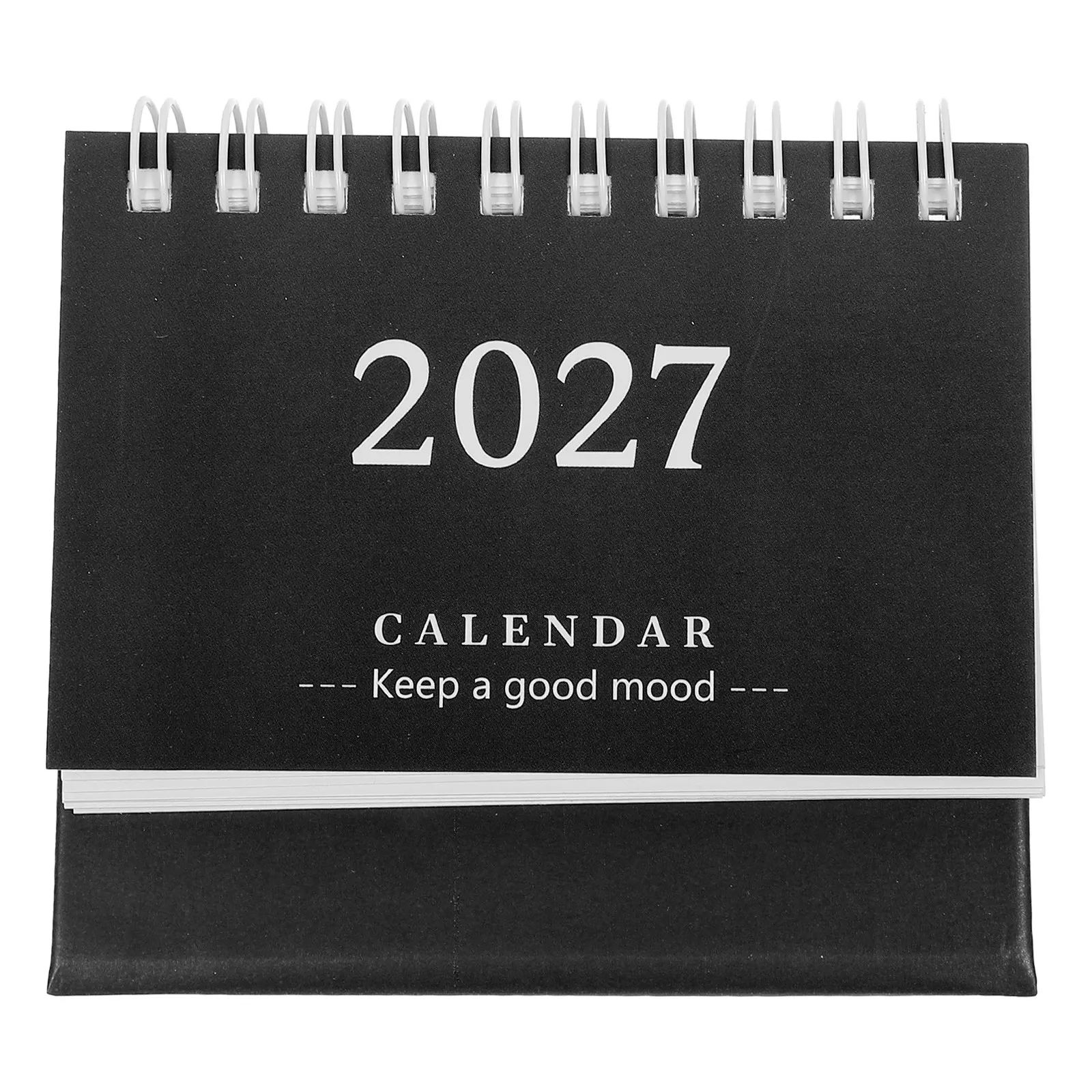 미니 데스크탑 캘린더 2027 스탠딩 플립 캘린더 데일리 플래너 트윈 와이어 바인딩 오피스 홈 스쿨